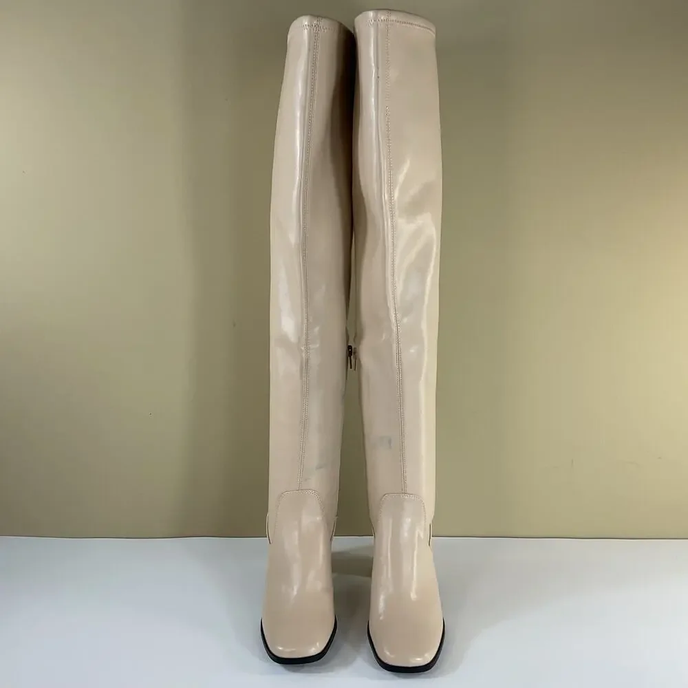 NEW Open Edit Women’s Briar Over the Knee Boots Beige Size 6M